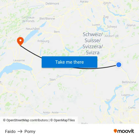 Faido to Pomy map