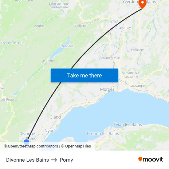 Divonne-Les-Bains to Pomy map