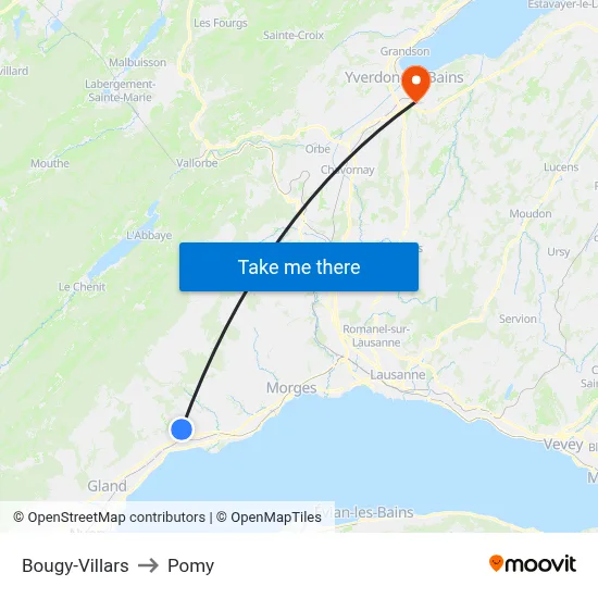 Bougy-Villars to Pomy map