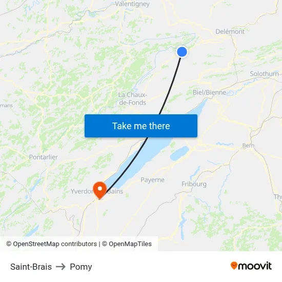 Saint-Brais to Pomy map