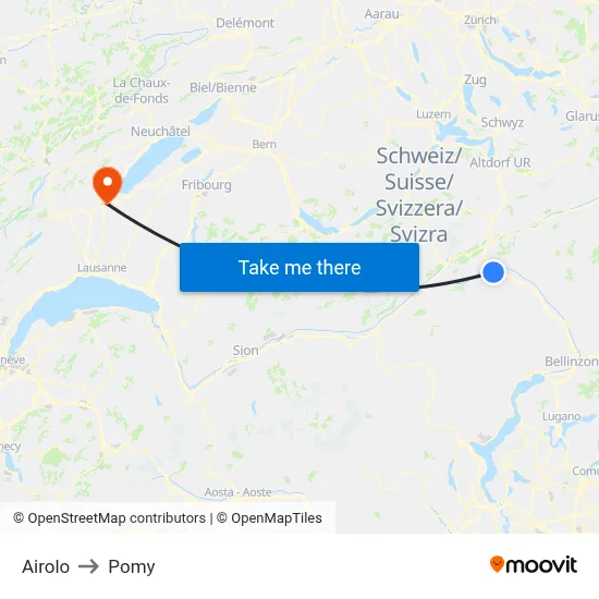 Airolo to Pomy map