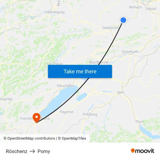 Röschenz to Pomy map