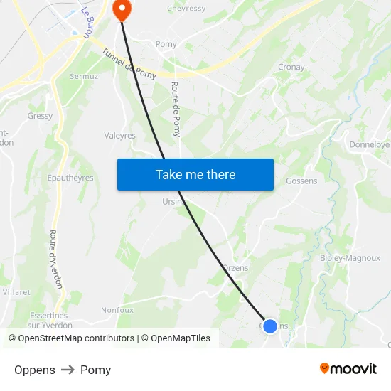 Oppens to Pomy map