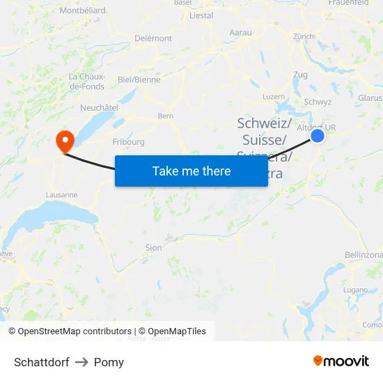 Schattdorf to Pomy map