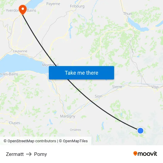 Zermatt to Pomy map