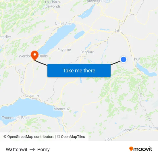 Wattenwil to Pomy map