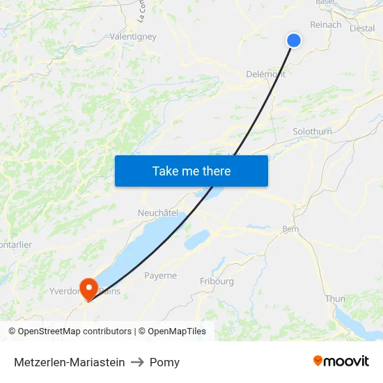 Metzerlen-Mariastein to Pomy map