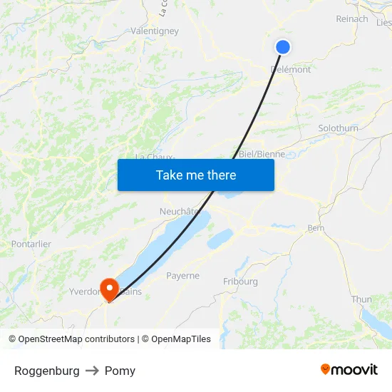 Roggenburg to Pomy map