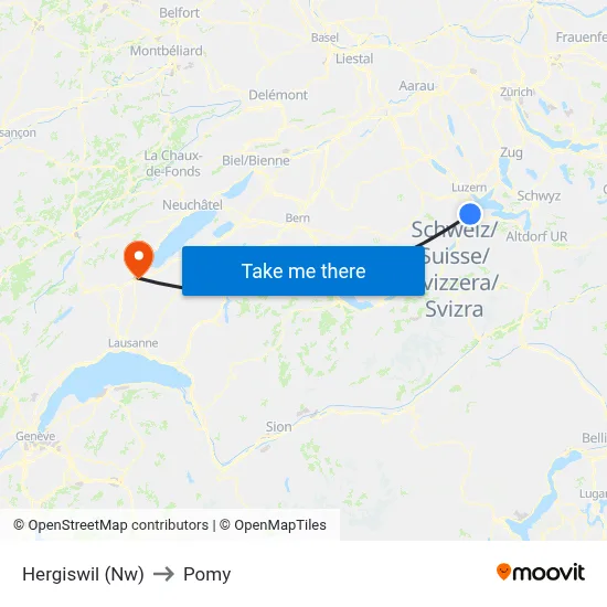 Hergiswil (Nw) to Pomy map