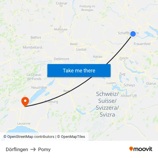 Dörflingen to Pomy map