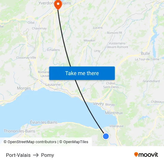 Port-Valais to Pomy map