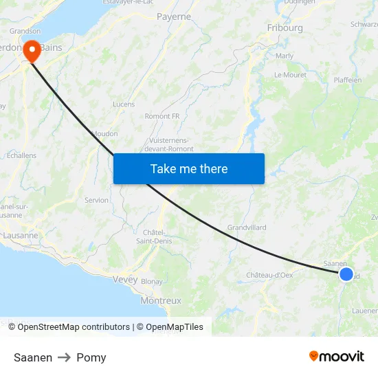 Saanen to Pomy map