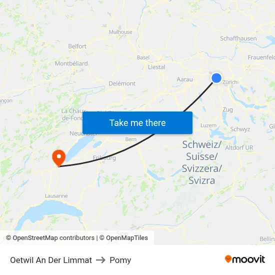 Oetwil An Der Limmat to Pomy map