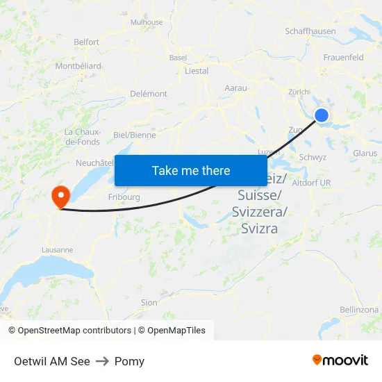 Oetwil AM See to Pomy map