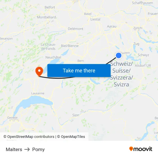 Malters to Pomy map
