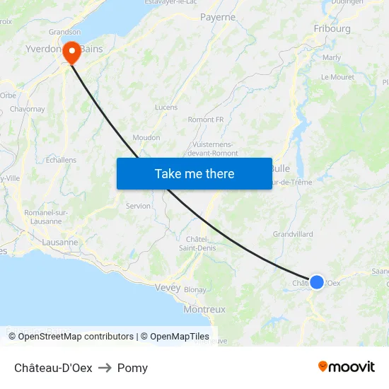 Château-D'Oex to Pomy map