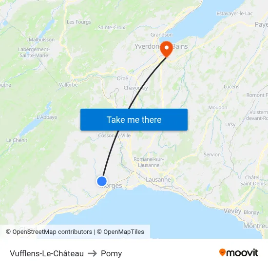 Vufflens-Le-Château to Pomy map
