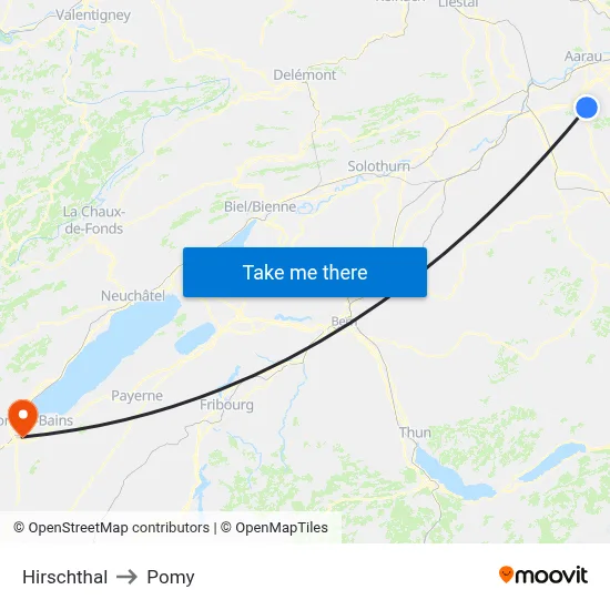 Hirschthal to Pomy map