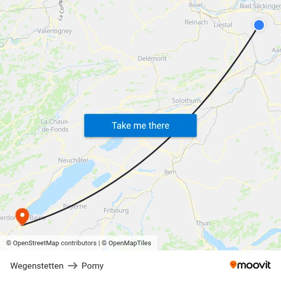 Wegenstetten to Pomy map
