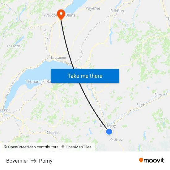 Bovernier to Pomy map