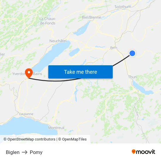 Biglen to Pomy map