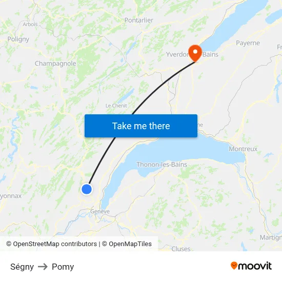 Ségny to Pomy map
