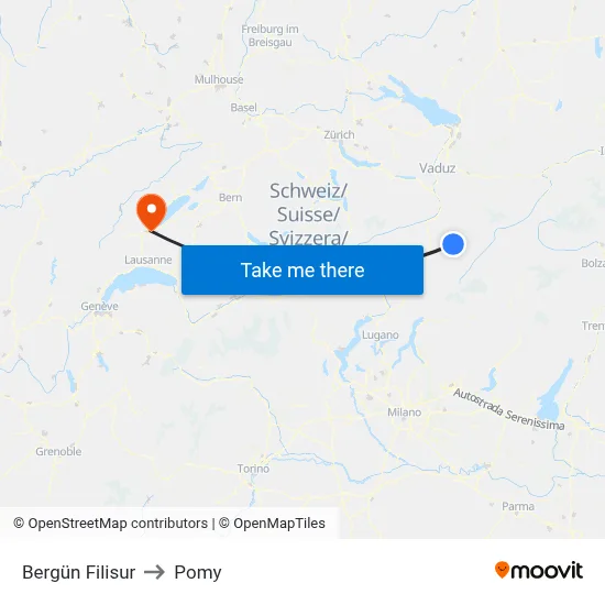 Bergün Filisur to Pomy map