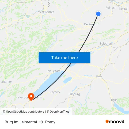 Burg Im Leimental to Pomy map
