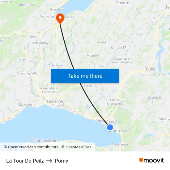 La Tour-De-Peilz to Pomy map