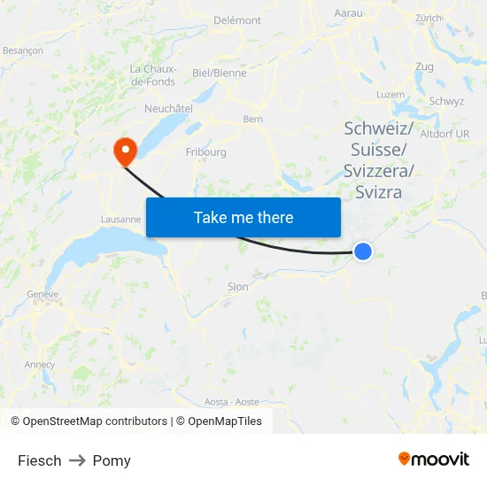 Fiesch to Pomy map