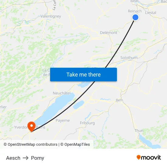 Aesch to Pomy map