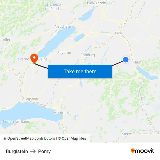 Burgistein to Pomy map