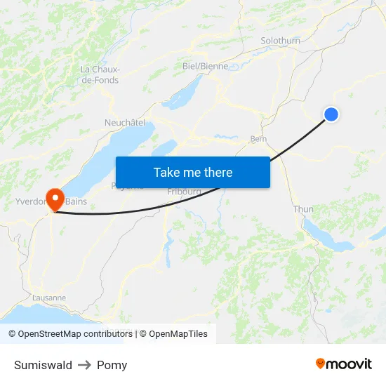 Sumiswald to Pomy map