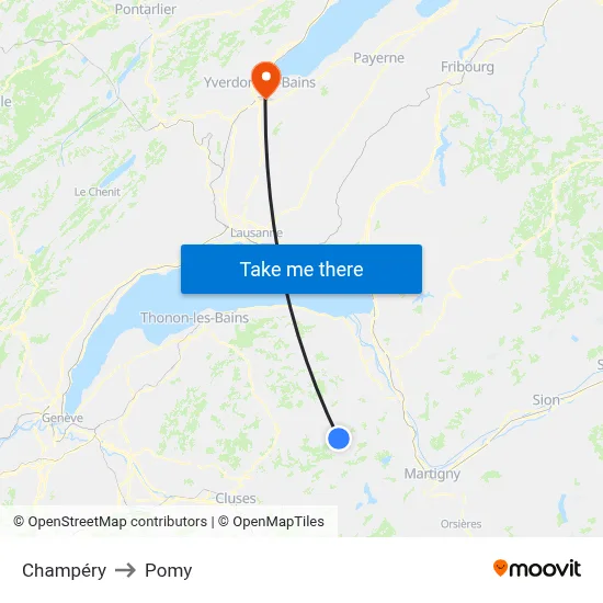 Champéry to Pomy map