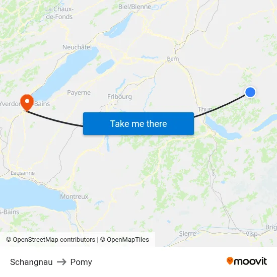 Schangnau to Pomy map