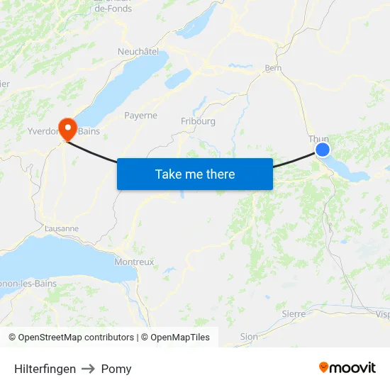 Hilterfingen to Pomy map
