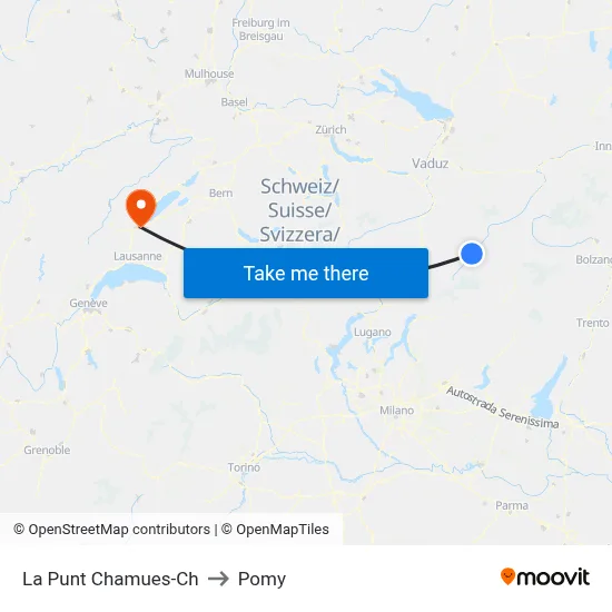 La Punt Chamues-Ch to Pomy map