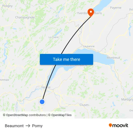 Beaumont to Pomy map