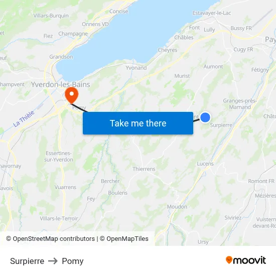 Surpierre to Pomy map