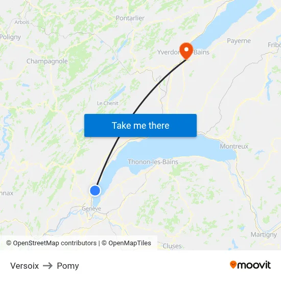 Versoix to Pomy map