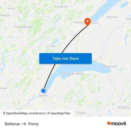 Bellevue to Pomy map
