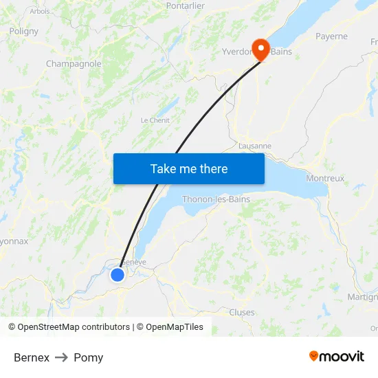 Bernex to Pomy map