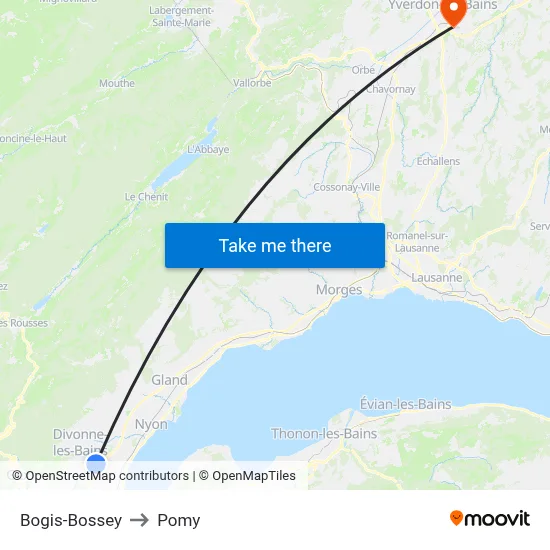 Bogis-Bossey to Pomy map