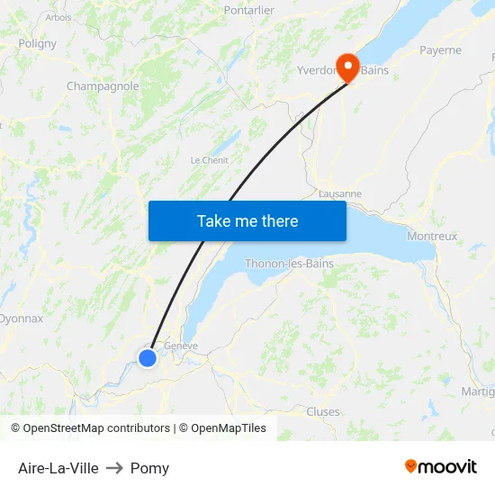 Aire-La-Ville to Pomy map