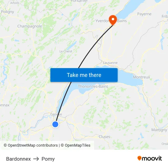 Bardonnex to Pomy map