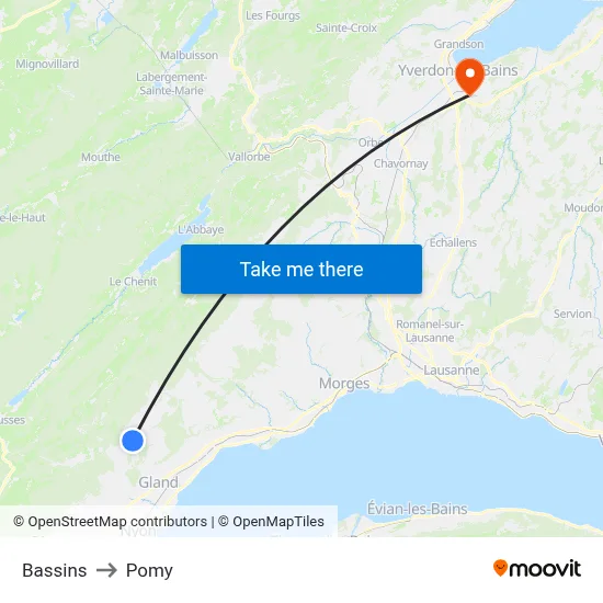 Bassins to Pomy map