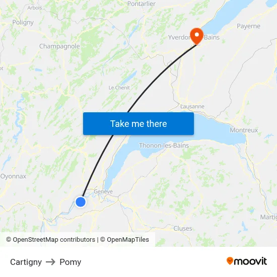 Cartigny to Pomy map