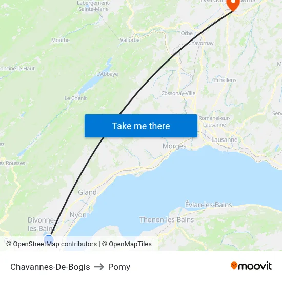 Chavannes-De-Bogis to Pomy map