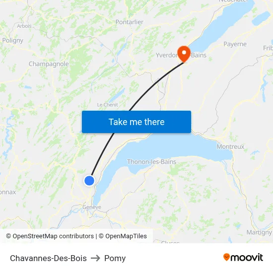 Chavannes-Des-Bois to Pomy map