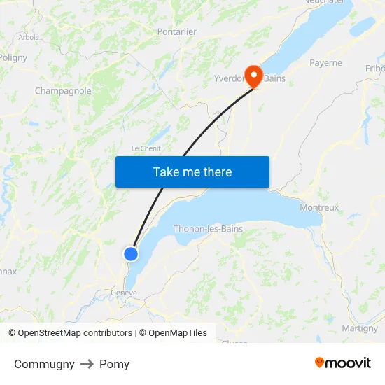 Commugny to Pomy map
